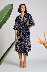 Floral Wraparound Dress Blue